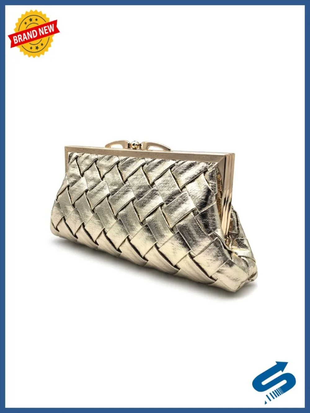 Luxury Checkered Evening Bag with Detachable Chain, Microfiber Leather Clutch